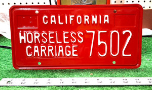 【激レア】ライセンスプレート【赤】カリフォルニアHORSELESS Horseless Carriage License Plates | eBay