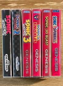 Game Cases Only - Sonic The Hedgehog 1-2-3, Knuckles, 3D Blast, Spinball