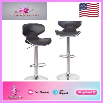 Masaccio Set of 2 Adjustable Leatherette Swivel Barstools with Chrome Finish