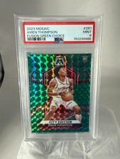 2023 PANINI MOSAIC ROOKIE GREEN  #281 AMEN THOMPSON RC /75 PSA 9