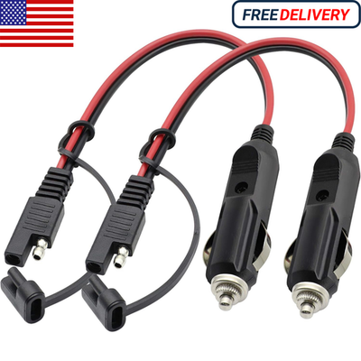 AAOTOKK SAE Cigarette Lighter Charger Cable,16AWG 12V Cigarette Lighter Male Plug to SAE 2 Pin Quick Release Disconnect Connector Plug Adapter