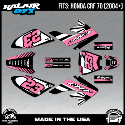 Ninetwo Decals Honda CRF70 04 -14 Red Black w/ Black BGS Graphics Kit at