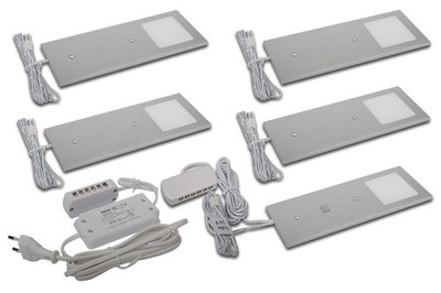 HERA LED ECO-PAD F 3Watt alu-gebürstet 5er Set, 3000K, ww