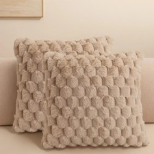 Pack of 2 Faux Fur Cushion Covers Soft Fluffy Plush Sofa Throw Pillow Case