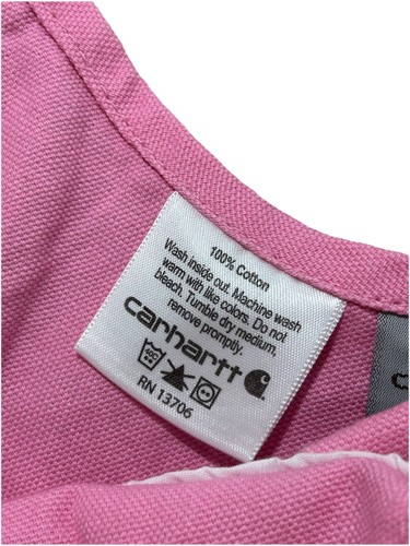 Carhartt Overalls Girls 4t Pink Canvas Hearts Outdoors Hiking Logo Work Youth - Picture 6 of 8