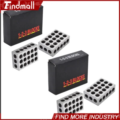 FINDMALL 2 Matched Pair Ultra Precision 1-2-3 Blocks 23 Holes .0001" Machinist 123 Jig