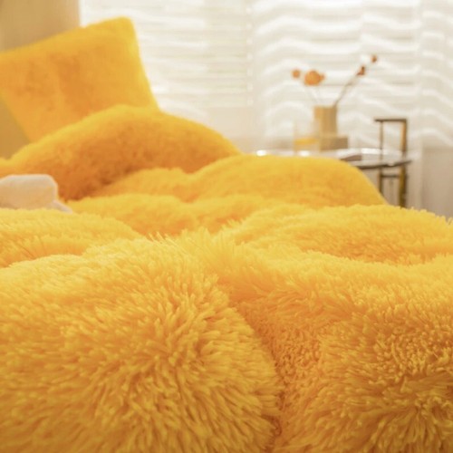 Faux Fluffy Fleece Cashmere Comforter Bedding Set Cover Queen 4 Piece - Picture 8 of 8