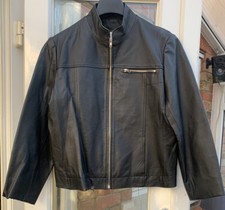 Kit R Smart Woman Black Biker Real Leather Jacket Coat 16/42 c38”l25”excellent