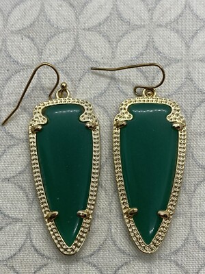 Kendra Scott Sky Earrings Translucent Green gold tone arrowhead arrow CHIPPED