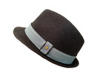 STETSON Traveler Hat Black Woven Gray Ribbon Band Logo Stud Fedora Size  Medium — photo 1