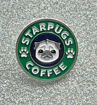 Coole Starpugs Kaffee Humorvoll Anstecker Emaille Pin Geschenk Hund Mops Liebhaber
