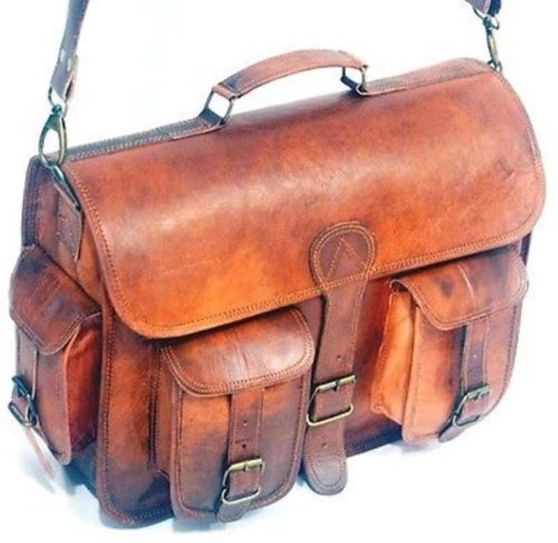 Portátil Messenger Oficina Vintage Look Hombre CUERO REAL MALETÍN Nuevo