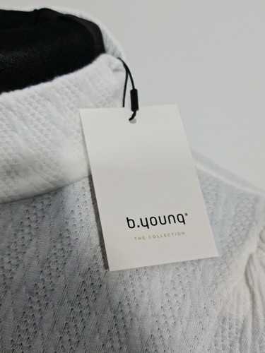 B.Young Off White Knitted Puff Shoulder Top Blouse Turtle Neck Size S New - Picture 7 of 7