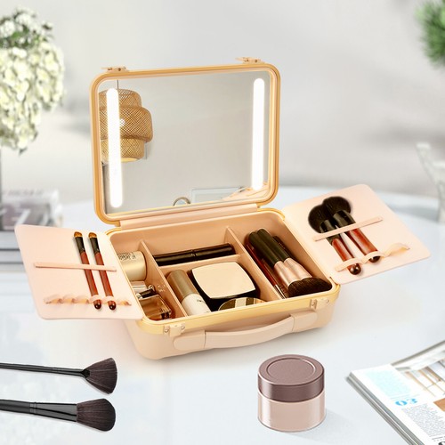 3 Colors Portable Travel Makeup Box with 4K Silver Plated Mirror and LED Lights - Picture 3 of 60