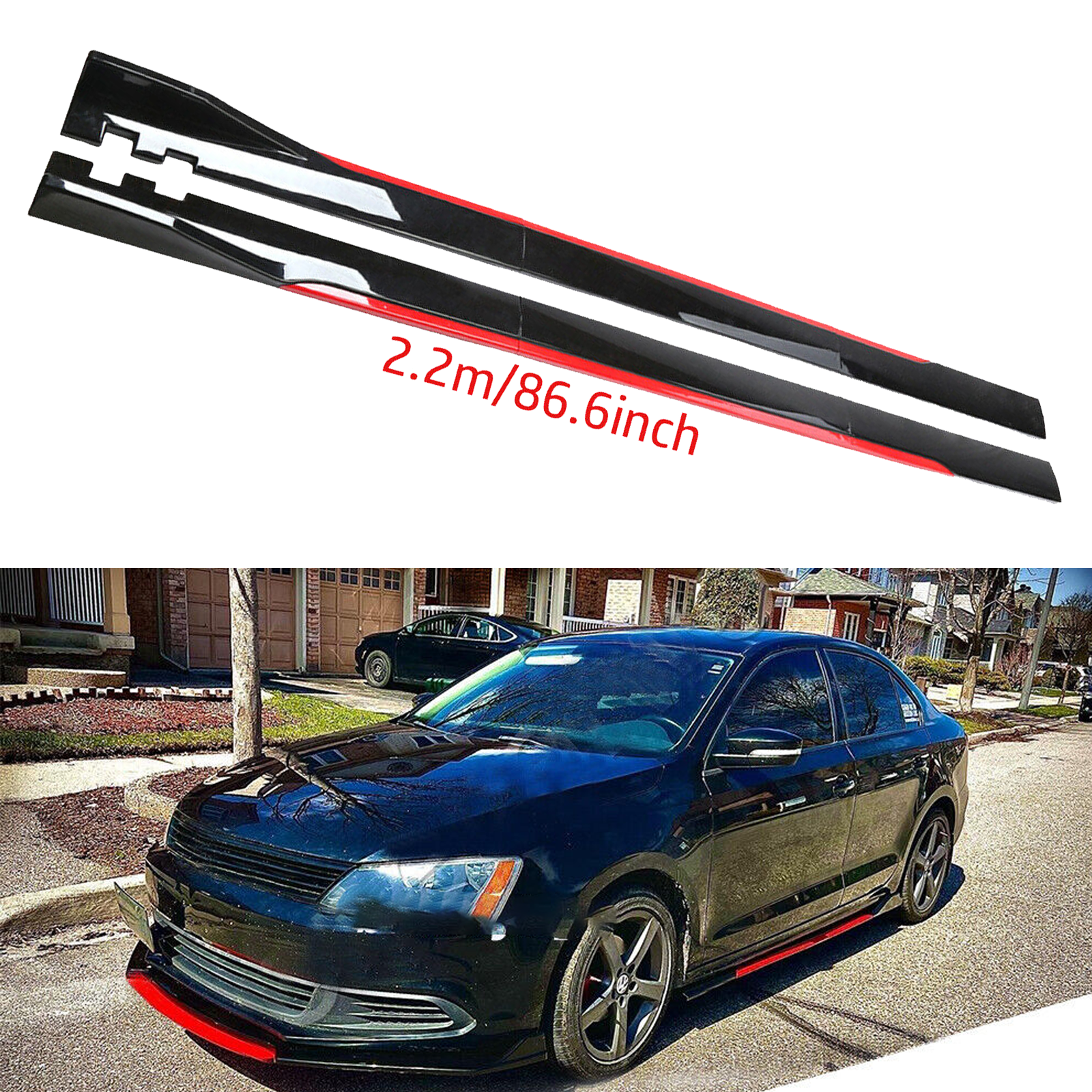 For VW Passat B7 Sedan Side Skirt Extension Body Kit Splitter Spoiler Glossy