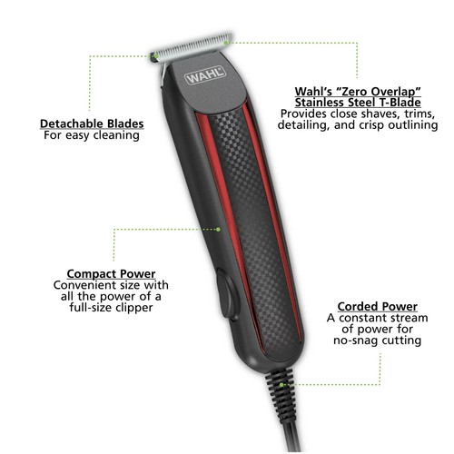 Recortadora Wahl EDGE PRO CON CABLE PRECISIÓN ASEO CUCHILLA EN T AJUSTE BORDE AFEITADO - Imagen 4 de 7
