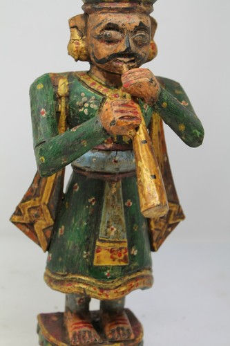 Vintage Old Hand Carved Wooden Watchman Musician Wall Hanging Bracket NH6349 - Picture 3 of 12