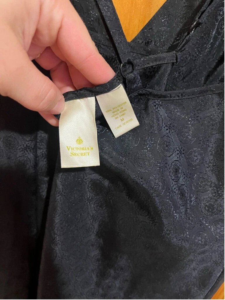 UNDERCOVER Abito VICTORIA’S SECRET Crown Label nero seta maxi negligee slip scuro romantico