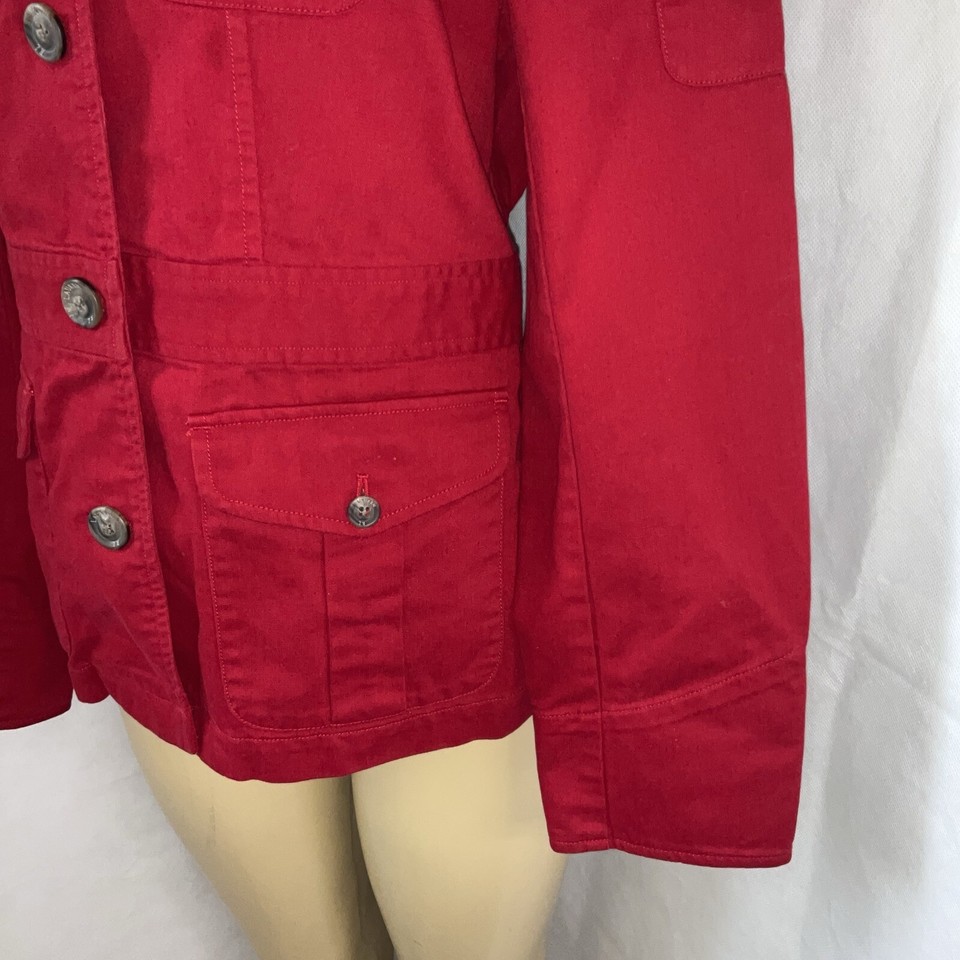 Vintage Lauren Ralph Lauren Field Jacket Barn Button Front Women Sz S Cotton Red eBay