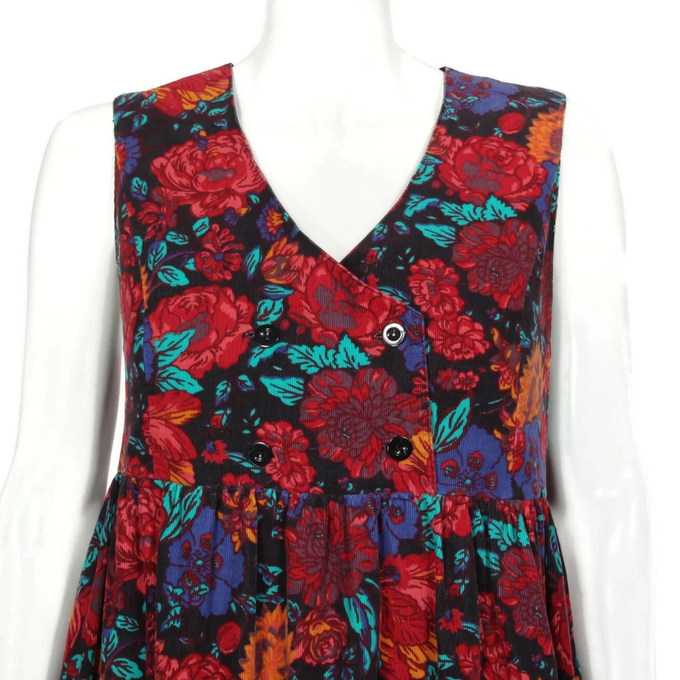 VTG LAURA ASHLEY Corduroy Dress Pinafore Jumper Cottage Y2K Floral sz 8 /961 - Image 2 of 4