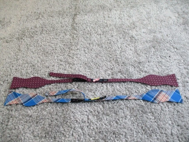 Tommy Hilfiger Bow Tie Lot of 2 Cotton Mens Blue Maroon Plaid Summer Preppy - image 2 of 4