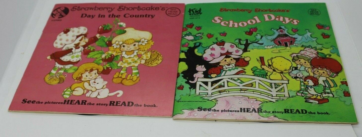 Kid Stuff Strawberry Shortcake Talking Story Books 1981 Lot 2 School Day Country