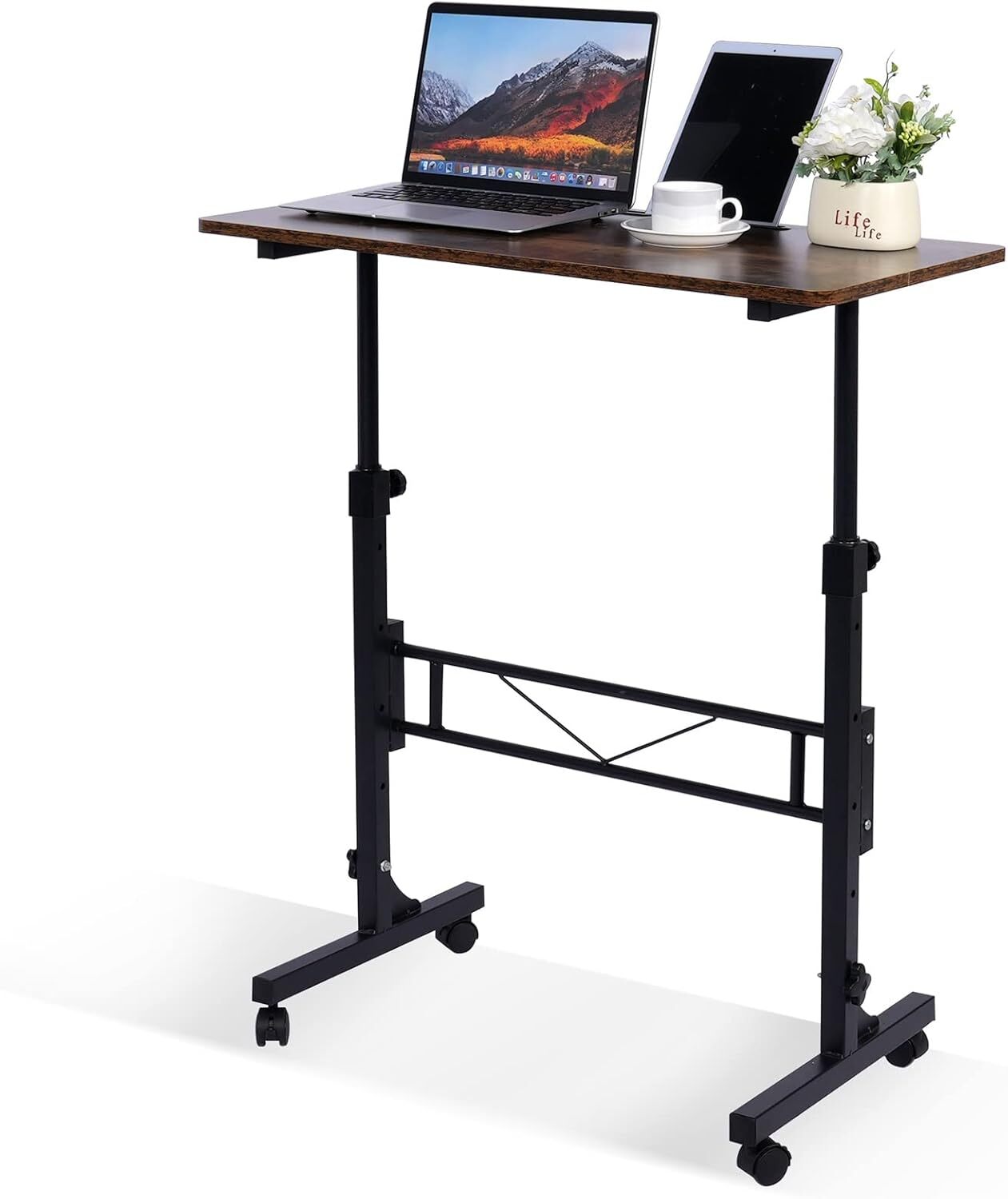Adjustable Mobile Standing Desk 16x31.5 Inches 27-43.5 Inch Height Range-image