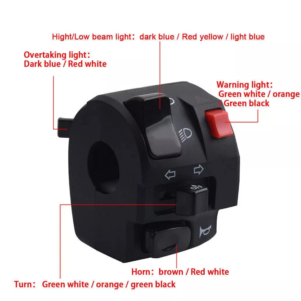 Interruptor controlador luz antiniebla señal de giro botón bocina manillar moto 7/8" Foto 2 de 4