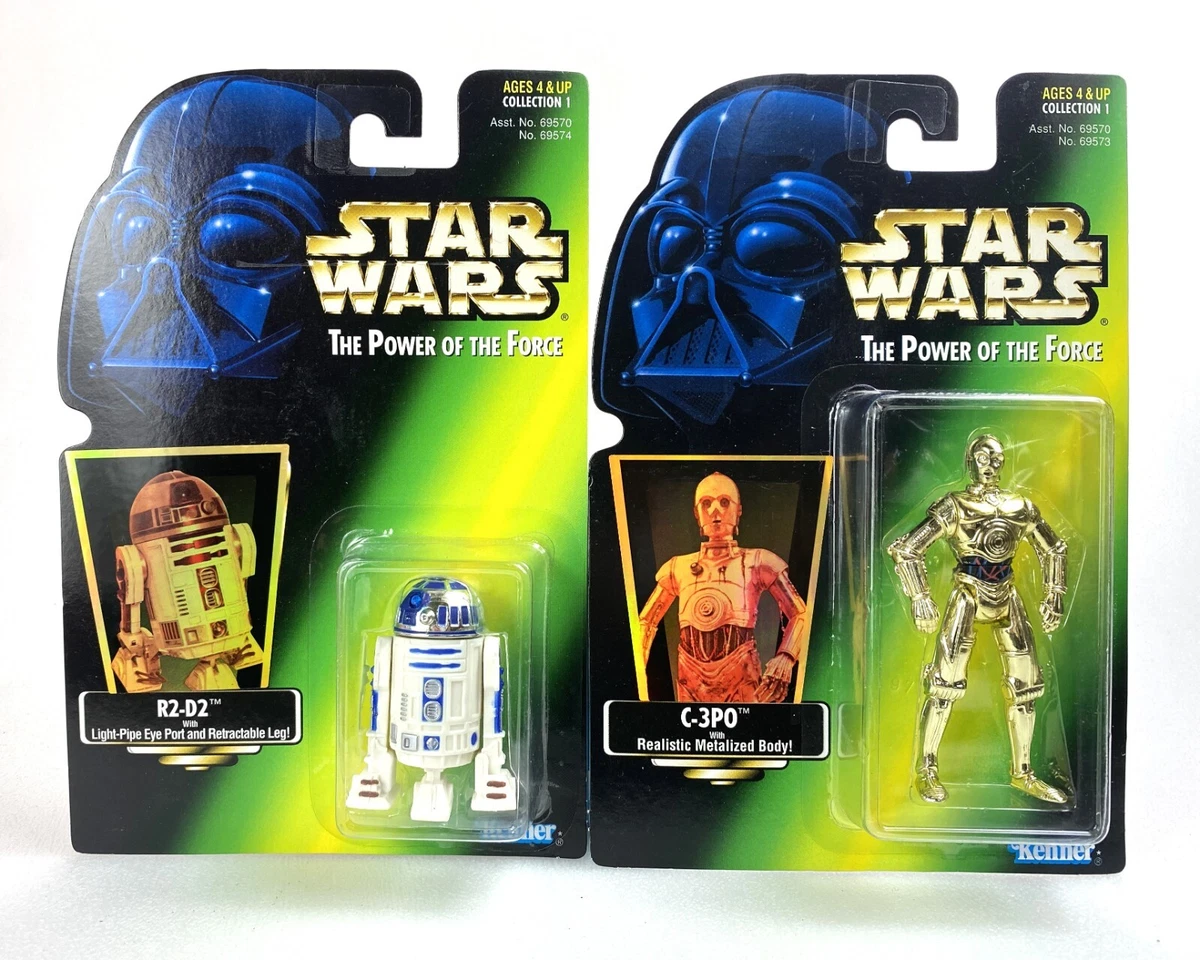 R2D2 C3PO Star Wars POTF Power Of The Force Figures New 90s