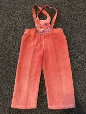 Vtg 50 s Little Toddler Boy s Corduroy Overall Bib Pants Puppy Appliqu