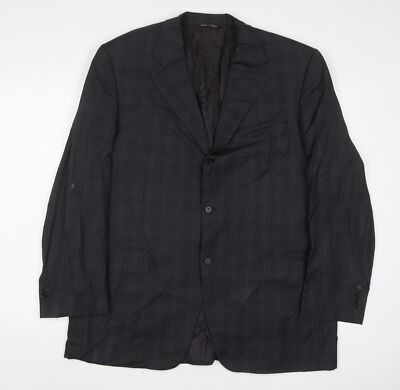 Canali Herren Sakko Anzugjacke grau Wolle Größe 44 Regular