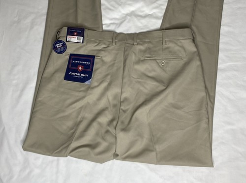Saddlebred Herrenhose neu mit Etikett 40 x 32 Komfortbund flache Vorderseite Pergament khaki