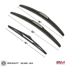 Front and Rear Windshield Wiper Blades For Toyota Sienna 2011-2020 Set of 3 