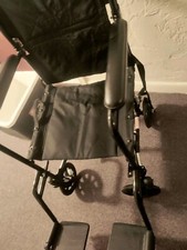 Aluminum Transport wheel Chair:-in-Black  Folds- 19Inch Seat Hght:FREE/FastS H