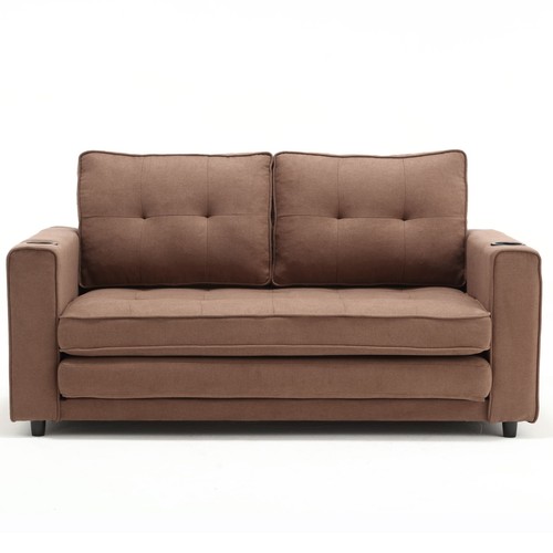 55" 3-in-1 Upholstered Futon Convertible Floor Sofa Bed Foldable Loveseat Daybed - Picture 6 of 17
