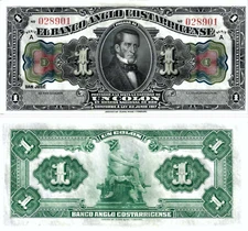 Costa Rica 1 Colon, Year 1917, Series A, Various Serial Numbers, S121(Remainder)