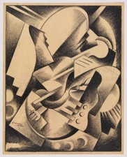 Jan Matulka : Cubist Still Life with Guitar : 1923 : Archival Art Print