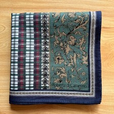 HANDKERCHIEF VINTAGE ART GEOMETRIC IVY COTTON MEN'S POCKET SQUARE 18" A1069