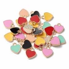 100x Enamel Sweet Heart Charms Pendants for Bracelet Necklace Jewelry Making