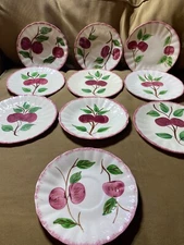 Set Of Ten Mixed Pattern Blue Ridge Pottery Plates 5.75" Diameter