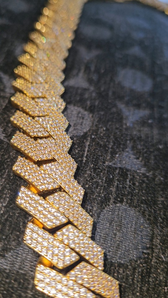 Iced Miami Cuban Link necklace Ice out icy chain 14k Gold Plated 16mm