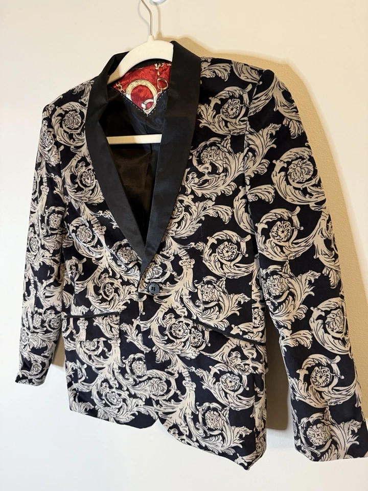 Elie Balleh мальчиков цветочный бархат блейзер спортивное пальто куртка Sz 10-12 - Изображение 3 из 4