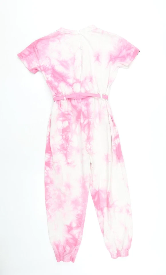 River Island Girls Pink Tie Dye Jumpsuit, Belted, 9-10 Years - Image 2 of 4