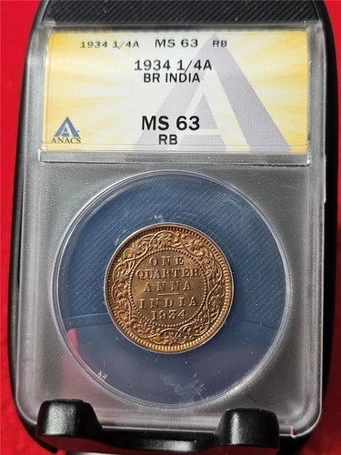 1934 British India Quarter Anna — photo from another recent sale