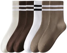 Womens Striped Crew Socks Cotton Cozy Socks for Women Cute Soft Above Ankle S...