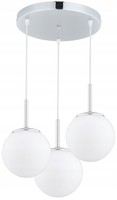 HäNgelampe Wohnzimmer 3-Flammig Glas Silber E27 B:30 Cm Pendelleuchte Esszimmer
