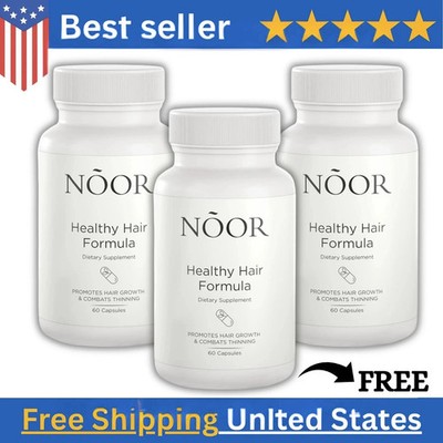 3-Pack NOOR Healthy Hair Formula - NOOR Hair Growth Support Capsules - 180Caps.