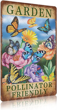 Vintage Garden Signs Pollinator Friendly Butterfly Retro Yard Metel Tin Signs Ou