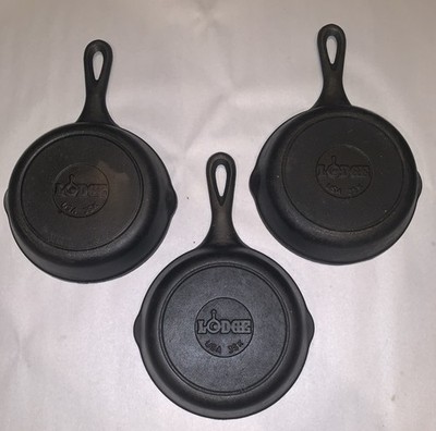 Lodge USA 3SK Cast Iron Skillet 6 1/2'' Double Spout~LOT OF 3