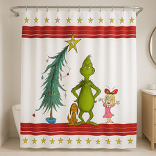 Franco Grinch Christmas Shower Curtain Holiday Bathroom D cor 70 x 72 Polyester